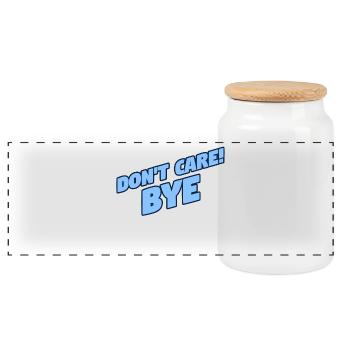 I don't care about cool saying, I don't care about relaxing, - Panoramic Cookie Jar with Wooden Lid - white - Front