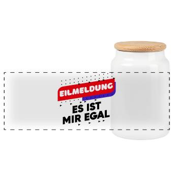 Witzig Chill Statement Ist Mir Egal Haltung - Panorama Keksdose mit Holzdeckel - Weiß - Vorne