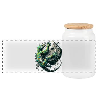Bouldering Gecko Muscles cadeau - Boîte à biscuits avec couvercle en bois - blanc - Devant