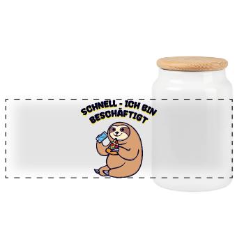Relax Statement Funny I Don't Care Statement Chill - Panoramic Cookie Jar with Wooden Lid - white - Front