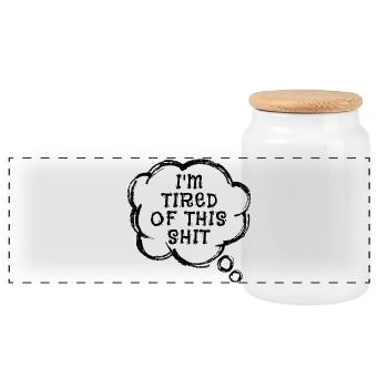 Je m’en fous Déclaration - Boîte à biscuits avec couvercle en bois - blanc - Devant