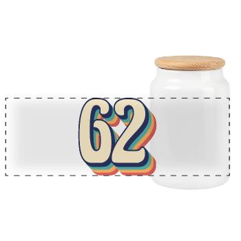 Vintage Retro T-Shirt Number 62 Sixty Two - Panoramic Cookie Jar with Wooden Lid - white - Front