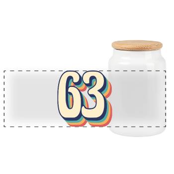 Vintage Retro T-Shirt Number 63 Sixty Three - Panoramic Cookie Jar with Wooden Lid - white - Front