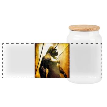 Gorilla 03 - K - Panorama Keksdose mit Holzdeckel - Weiß - Vorne