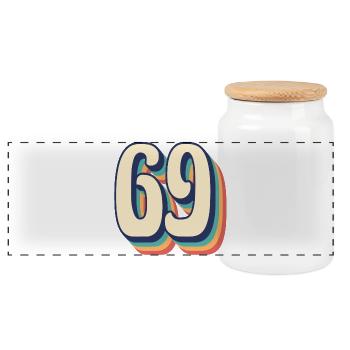 Vintage Retro T-Shirt Number 69 Sixty Nine - Panoramic Cookie Jar with Wooden Lid - white - Front