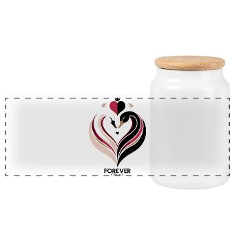 Schwanenherz Forever Yours Love - Panorama Keksdose mit Holzdeckel - Weiß - Vorne