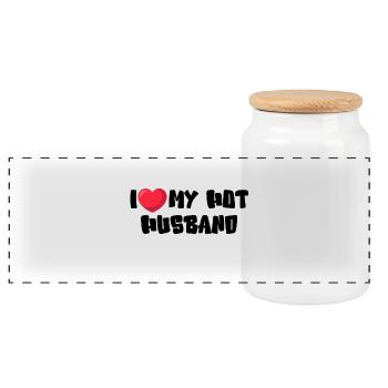 I Love My Hot Husband - Panorama Keksdose mit Holzdeckel - Weiß - Vorne