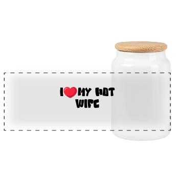 I Love My Hot Wife - Panorama Keksdose mit Holzdeckel - Weiß - Vorne