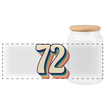 Vintage Retro T Shirt Number 72 Seventy Two - Panoramic Cookie Jar with Wooden Lid - white - Front