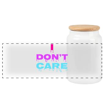 I don't care Statement chill indifferent - Panoramic Cookie Jar with Wooden Lid - white - Front