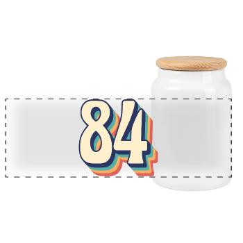 Vintage Retro T-Shirt Number 84 Eighty-Four - Panoramic Cookie Jar with Wooden Lid - white - Front