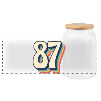 Vintage Retro T-Shirt Number 87 Eighty Seven - Panoramic Cookie Jar with Wooden Lid - white - Front