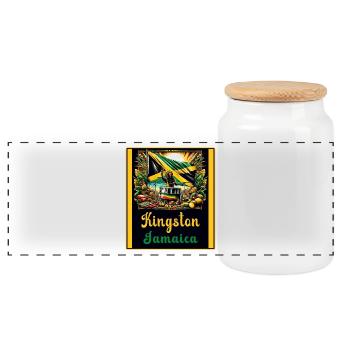 Jamaïque Kingston Reggae Design - Boîte à biscuits avec couvercle en bois - blanc - Devant