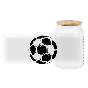 Illustration Ball used look used team logo icon - Panoramic Cookie Jar with Wooden Lid - white - Front