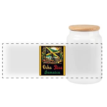 Design reggae jamaïcain Ocho Rios - Boîte à biscuits avec couvercle en bois - blanc - Devant