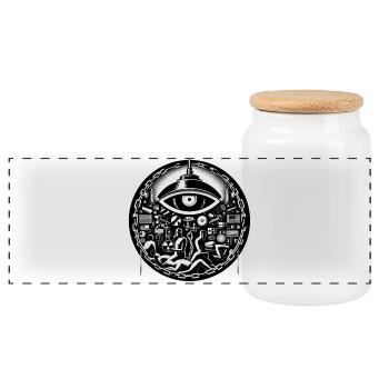 Technologie de l’œil - Boîte à biscuits avec couvercle en bois - blanc - Devant