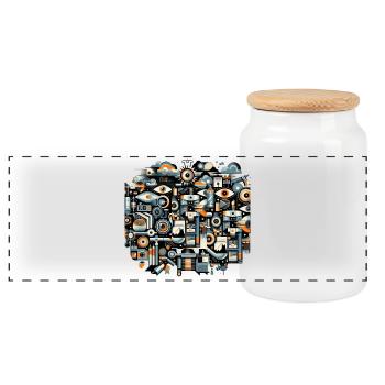 Technologie industrielle - Boîte à biscuits avec couvercle en bois - blanc - Devant