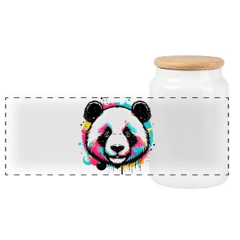 Panda - Panoramic Cookie Jar with Wooden Lid - white - Front