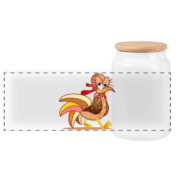 POULAILLER POULETS BANDE DESSINÉE - Boîte à biscuits avec couvercle en bois - blanc - Devant