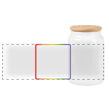 Regenbogen Rahmen LGBT DEMO - Panorama Keksdose mit Holzdeckel - Weiß - Vorne