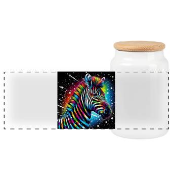 Zebra - Panoramic Cookie Jar with Wooden Lid - white - Front