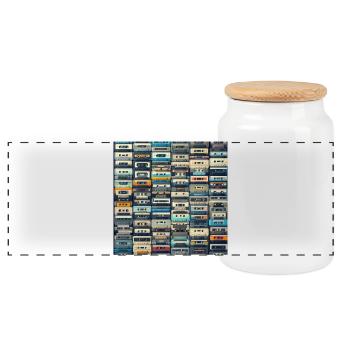 Kassette - Panorama Keksdose mit Holzdeckel - Weiß - Vorne