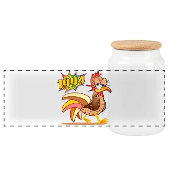 32 years old | 32nd Birthday Chickens 1994 - Panoramic Cookie Jar with Wooden Lid - white - Front