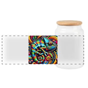 Caméléon Pop Art - Boîte à biscuits avec couvercle en bois - blanc - Devant