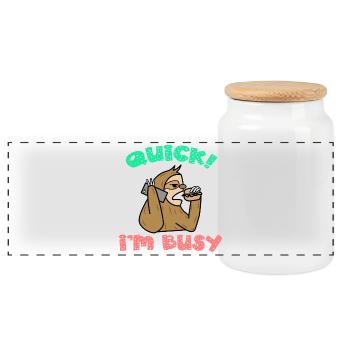 Relax Funny Statement I Don't Care Attitude - Panoramic Cookie Jar with Wooden Lid - white - Front