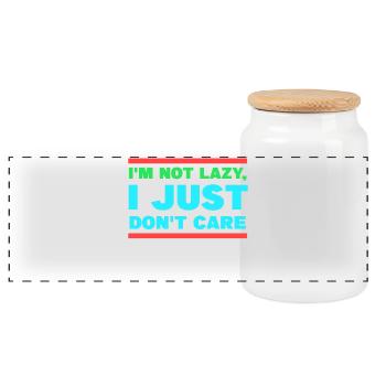 I don't care chill statement attitude indifferent - Panoramic Cookie Jar with Wooden Lid - white - Front