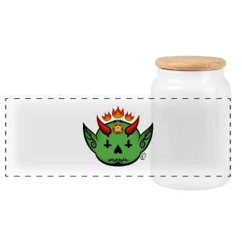 Rag Demon! - Panoramic Cookie Jar with Wooden Lid - white - Front