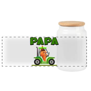 Agriculteur Papa Tracteur - Boîte à biscuits avec couvercle en bois - blanc - Devant