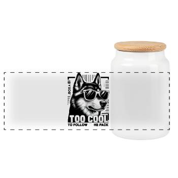 Trop cool lunettes de soleil husky - Boîte à biscuits avec couvercle en bois - blanc - Devant