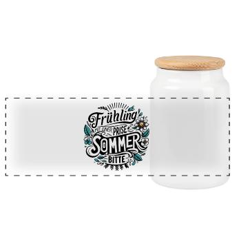 frühling mit einer prise sommer, bitte! jahreszeit - Panorama Keksdose mit Holzdeckel - Weiß - Vorne