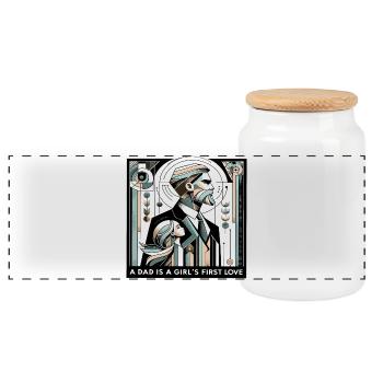 a dad is a girls first friend - Panoramic Cookie Jar with Wooden Lid - white - Front