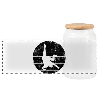 Breakdancer - Panoramic Cookie Jar with Wooden Lid - white - Front