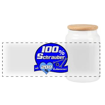 Car Tuning Screwdriver Cult Shirt Passion (25) - Panoramic Cookie Jar with Wooden Lid - white - Front