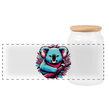 Koala - Panoramic Cookie Jar with Wooden Lid - white - Front