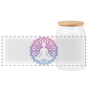 Yoga Mandala - Panorama Keksdose mit Holzdeckel - Weiß - Vorne