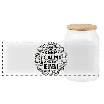 Gardez votre calme et mangez Pelmeni cadeau russe - Boîte à biscuits avec couvercle en bois - blanc - Devant