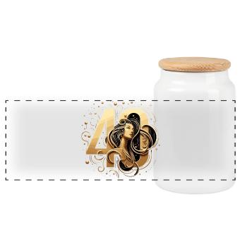 40 Jahre Gold Frau 40. Geburtstag Geschenk - Panorama Keksdose mit Holzdeckel - Weiß - Vorne