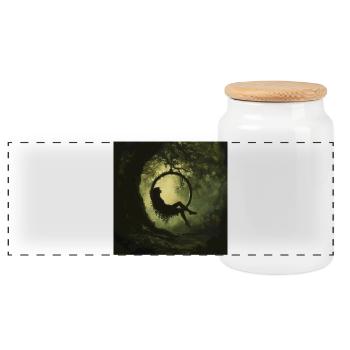 Silhouette de la forêt dans l’anneau aérien - Boîte à biscuits avec couvercle en bois - blanc - Devant