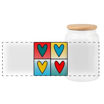 HERZ. HERZ. VALENTINSTAG. LIEBE. LIEBE. PAAR. - Panorama Keksdose mit Holzdeckel - Weiß - Vorne
