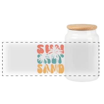 Summer - Sun, Salt and Sand - Panoramic Cookie Jar with Wooden Lid - white - Front