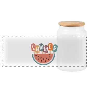 Summer - Panoramic Cookie Jar with Wooden Lid - white - Front