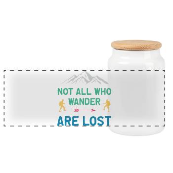 Not All Who Wander All Lost - Panoramic Cookie Jar with Wooden Lid - white - Front