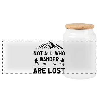 Not All Who Wander All Lost - Panoramic Cookie Jar with Wooden Lid - white - Front