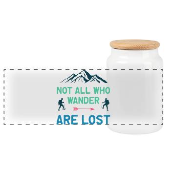 Not All Who Wander All Lost - Panoramic Cookie Jar with Wooden Lid - white - Front
