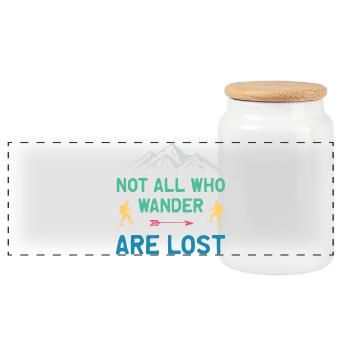 Not All Who Wander All Lost - Panoramic Cookie Jar with Wooden Lid - white - Front