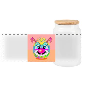 OEUFS DE PÂQUES CLOWN LAPIN DE PÂQUES - Boîte à biscuits avec couvercle en bois - blanc - Devant
